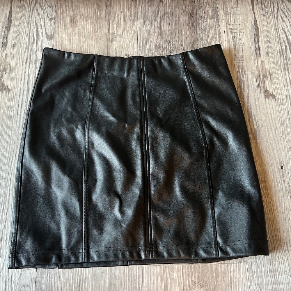 Black Faux Leather Skirt